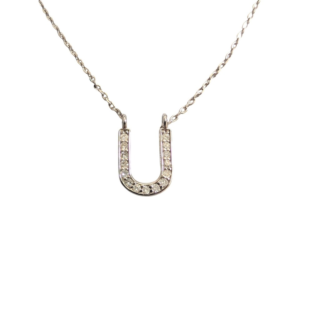 Accents by Affinity Diamond Initial U Pendant Necklace Sterling Silver 0.11cttw